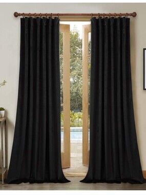 Black Velvet Curtain Panels - 52"W x 96"L - 4 Panels - EUC